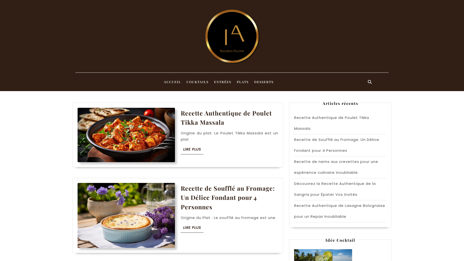 Capture d'écran de Recettes-ia.com