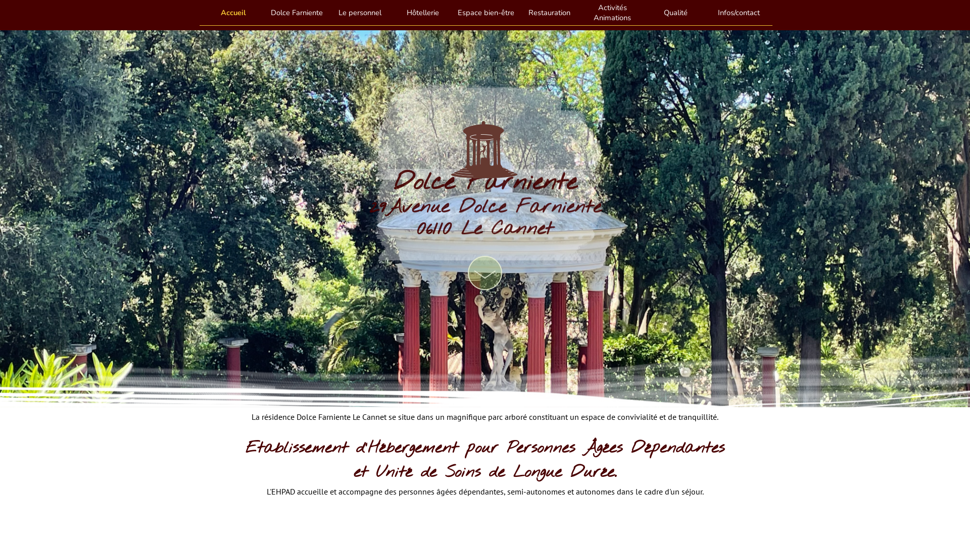 Capture d'écran de Résidence Personnes agées Le Cannet, Résidence Dolce Farniente, Ehpad Dolce farniente 
