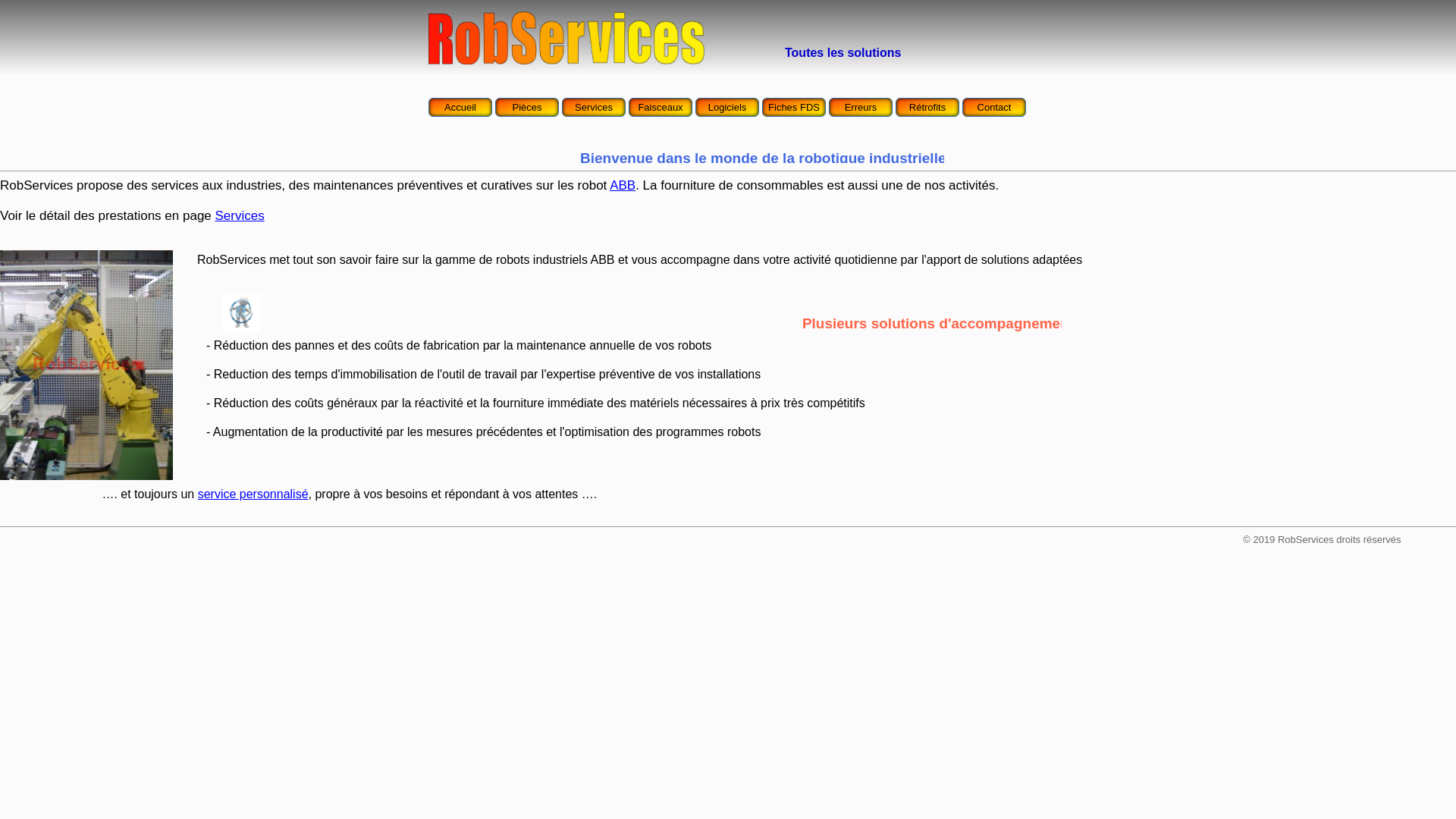 Capture d'écran de RobServices EI, LA robotique industrielle