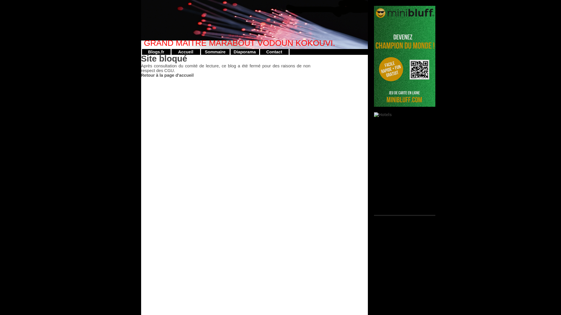 Capture d'écran de FORT MARABOUT ROI DU CULTE VAUDOU AU BÉNIN KOKOUVI.TEL : 00229 68619086.
