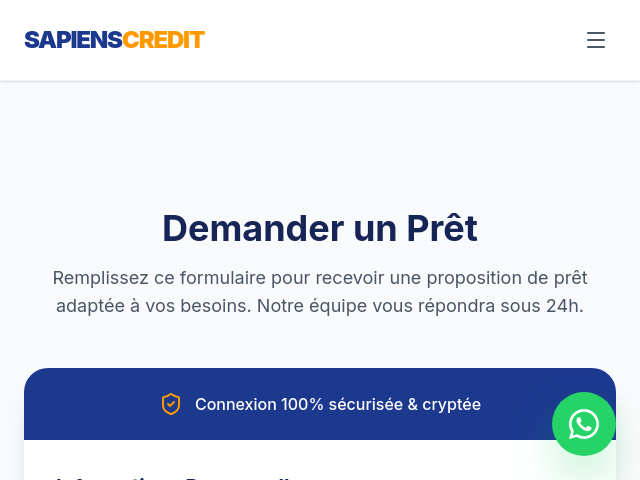 Demander un Pr&ecirc;t en Ligne &ndash; Sapiens Credit