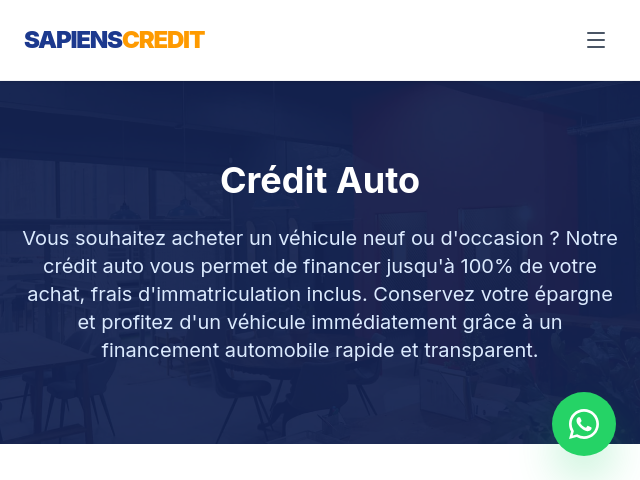 Cr&eacute;dit Auto et Pr&ecirc;t Automobile en Ligne &ndash; Sapiens Credit