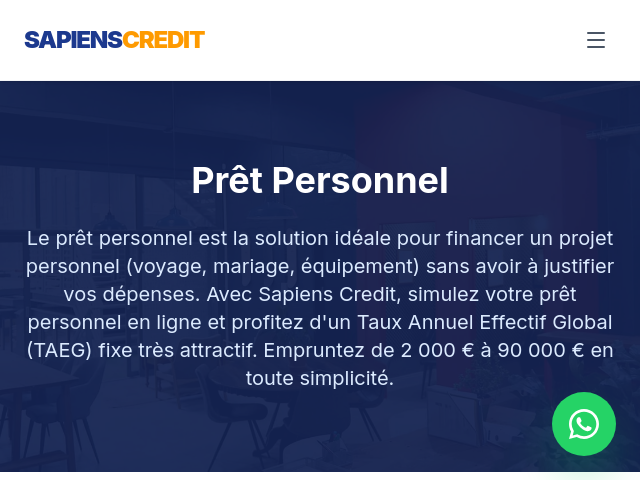 Pr&ecirc;t Personnel en Ligne &ndash; Sapiens Credit
