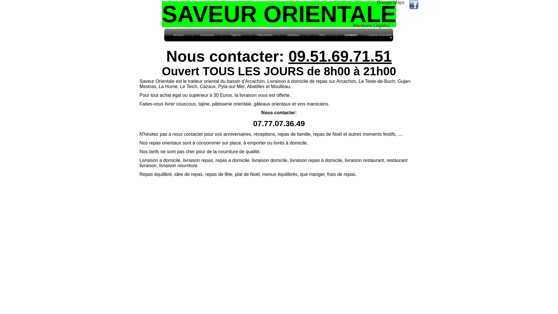 Capture d'écran de Livraison repas Arcachon, La Teste-de-Buch, Gujan-Mestras, Le Teich, Cazaux, Pyla-sur-Mer.