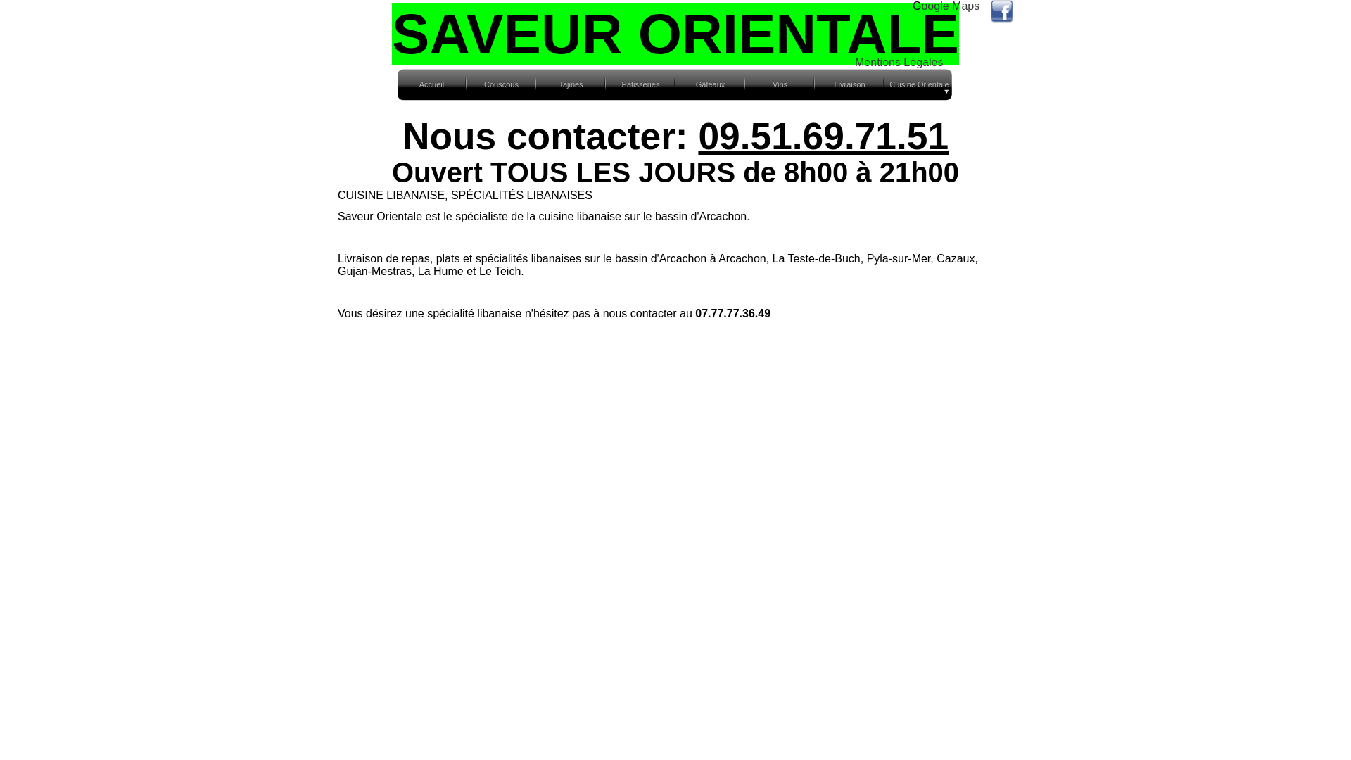 Capture d'écran de Cuisine libanaise Arcachon, La Teste-de-Buch, Gujan-Mestras, Le Teich, Cazaux, Pyla-sur-Mer.