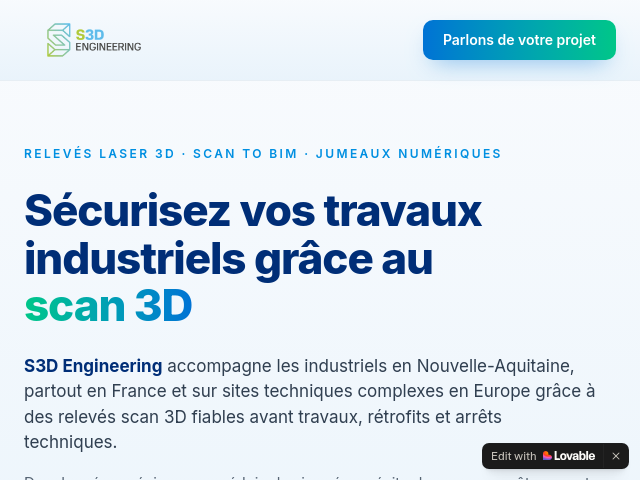 Scan 3D Industriel en Nouvelle-Aquitaine | Devis en 2h
