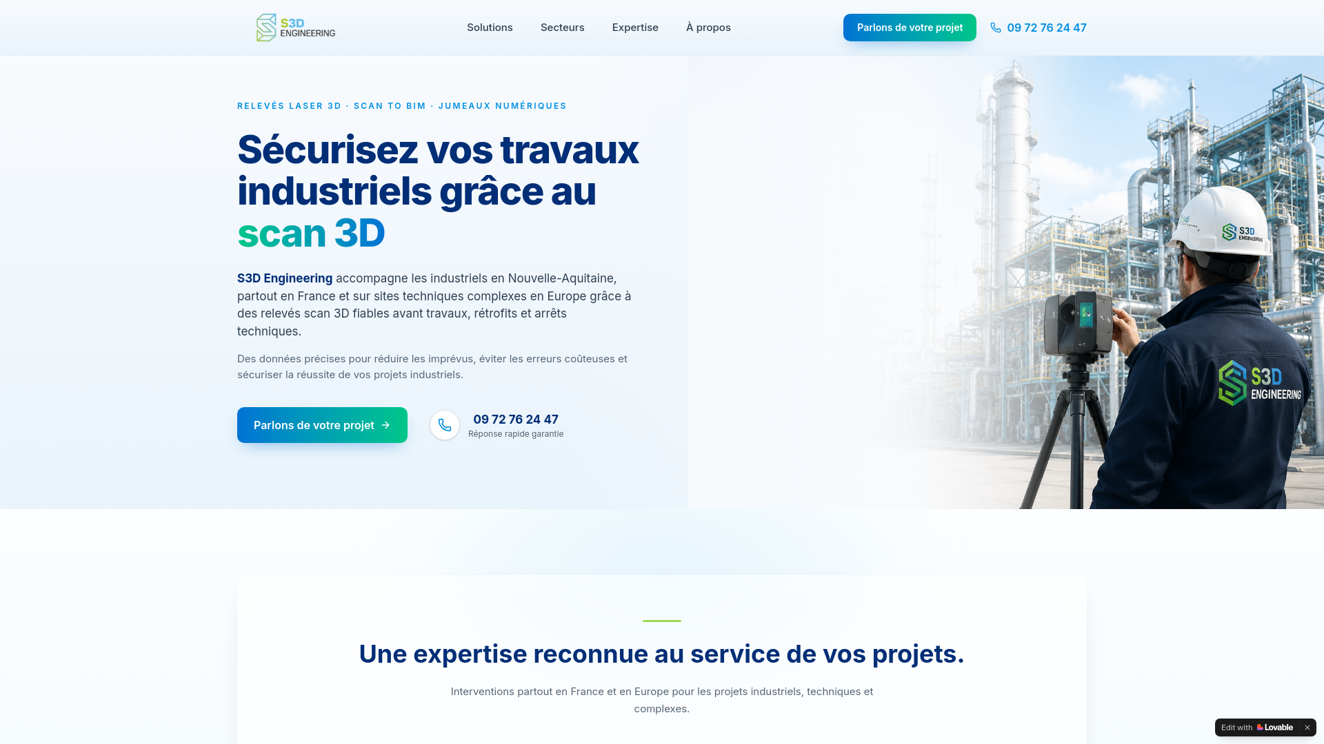 Scan 3D Industriel en Nouvelle-Aquitaine | Devis en 2h
