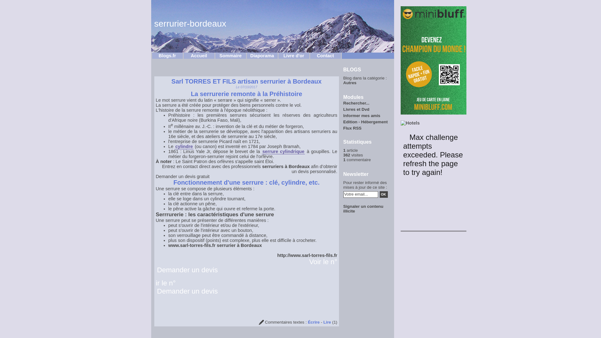 Capture d'écran de Serrurier Bordeaux