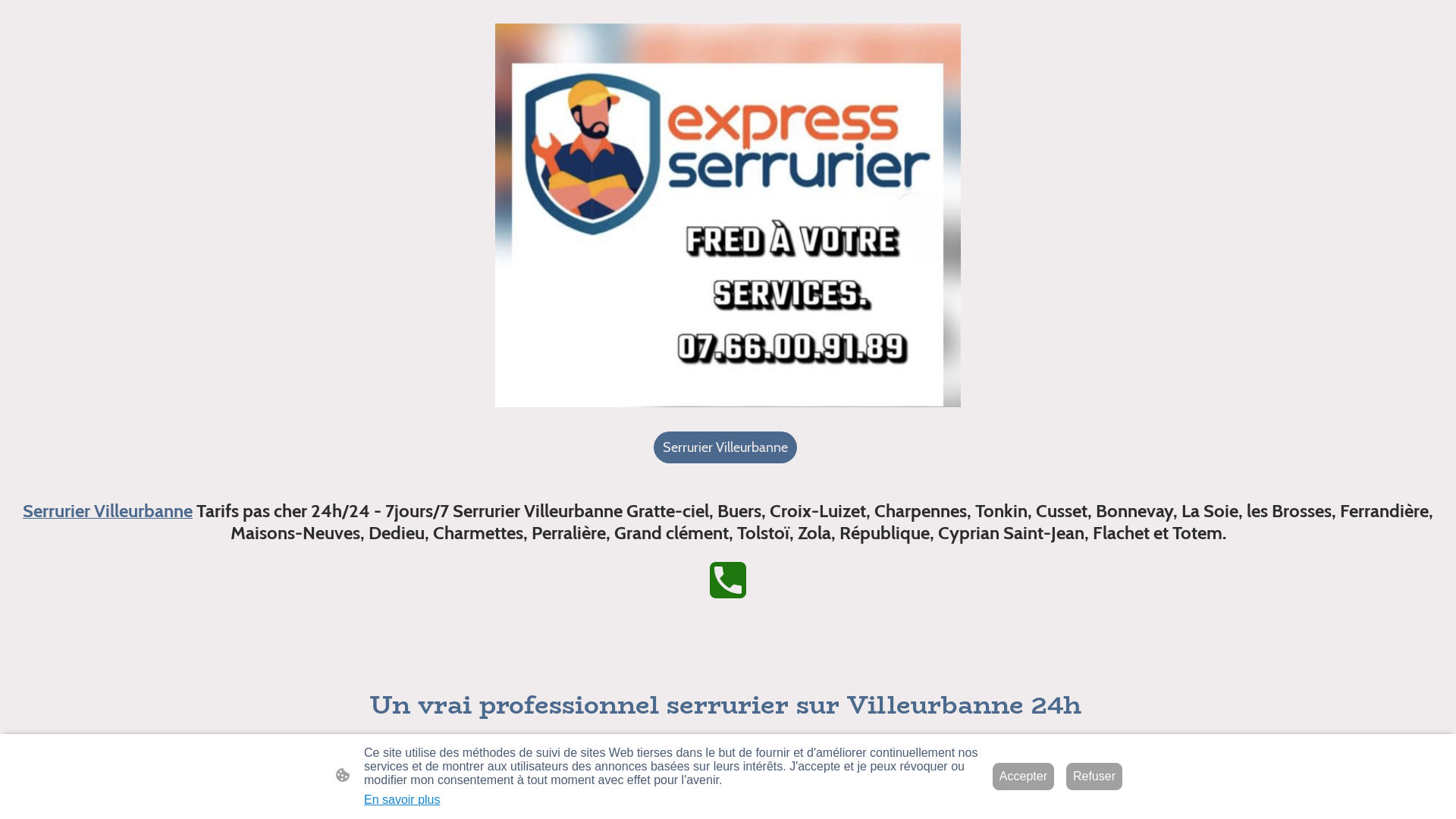 Capture d'écran de Serrurier Villeurbanne (69100) - Dépannage serrurerie 24h/24