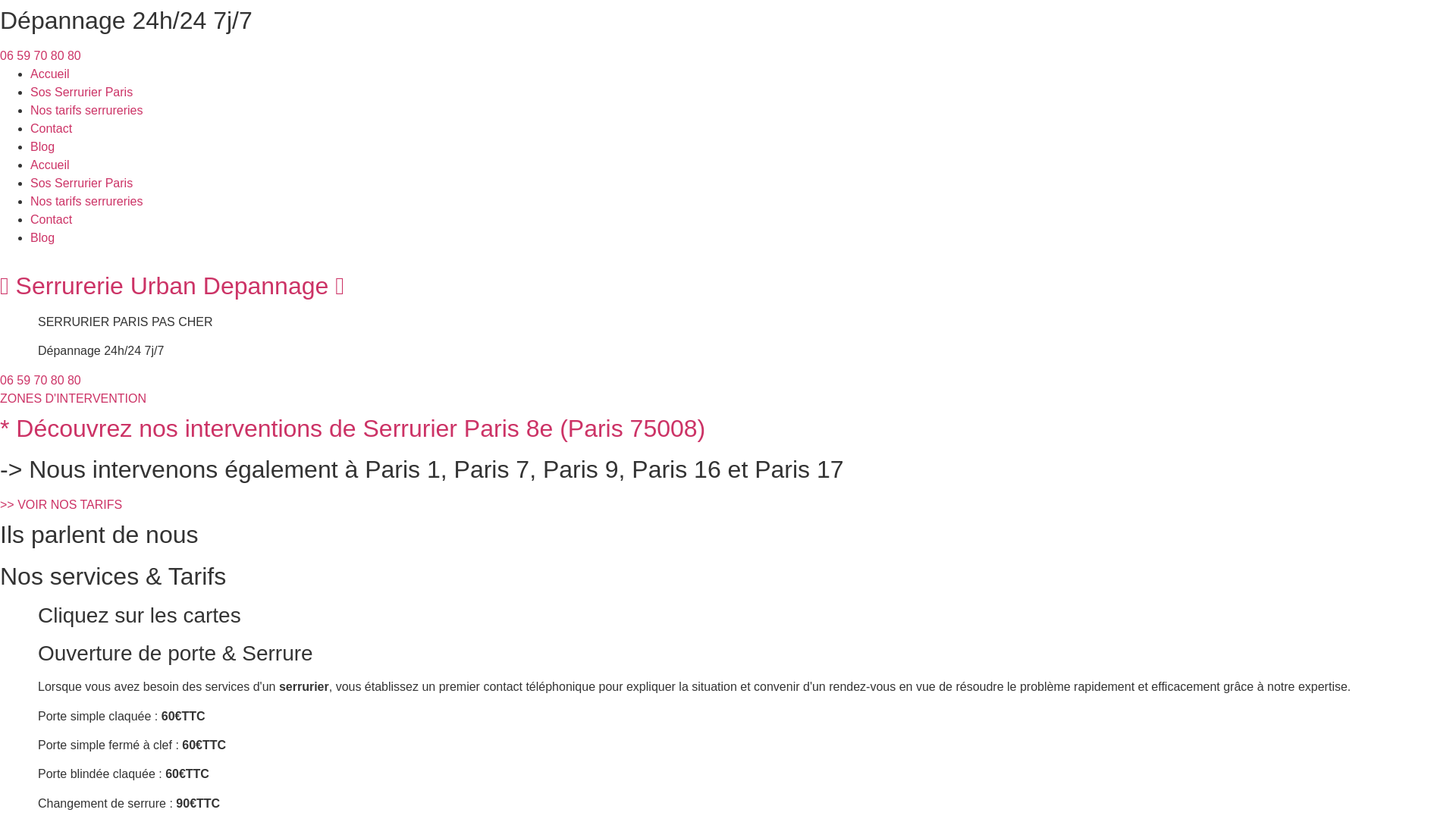 Capture d'écran de Serrurier Paris Pas cher, Ouverture de Porte, Sos dépannage Serrure