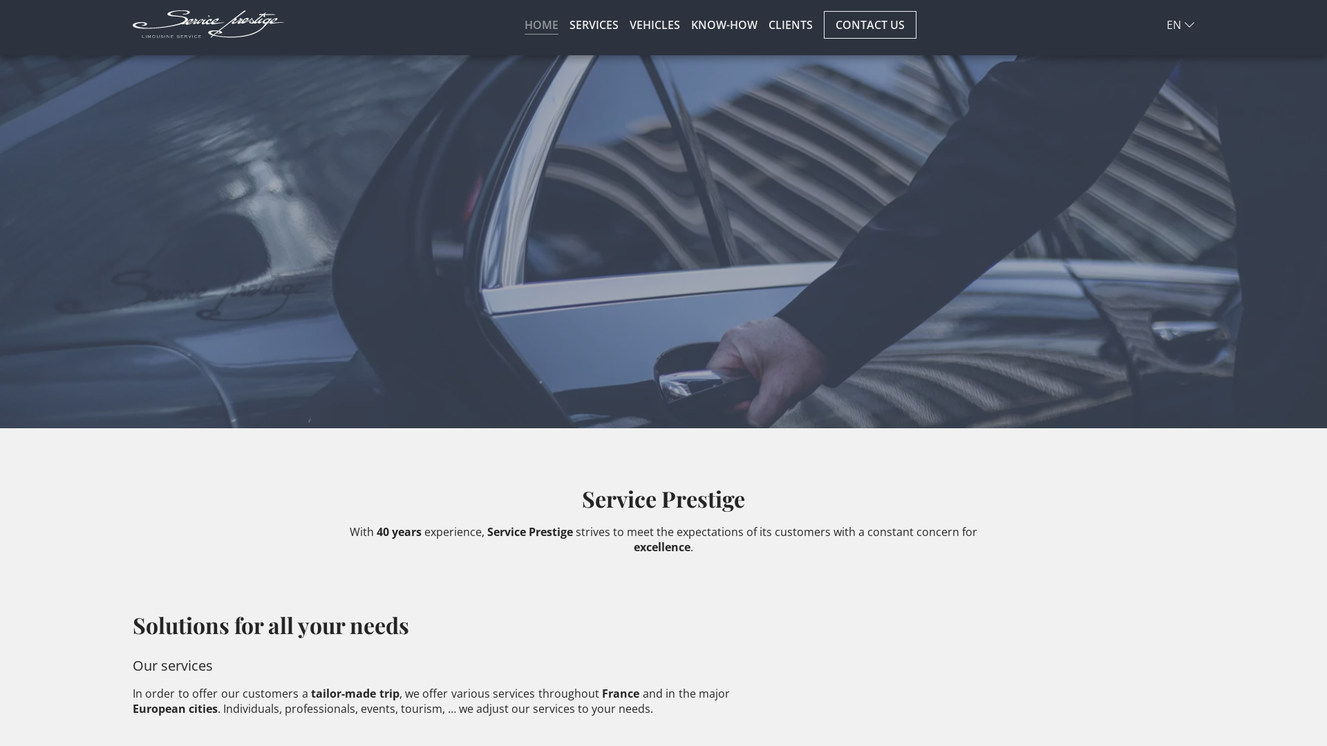 Capture d'écran de Depuis plus de 30 ans, Service Prestige s’efforce de proposer, à travers toute l’Europe, un service de voiture avec chauffeur alliant excellence et raffinement.
