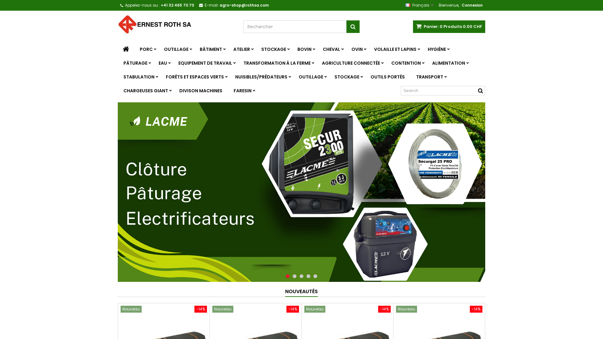 Capture d'écran de ERNEST ROTH SA - DIVISION ELEVAGE
Fournisseur de matériel agricole
