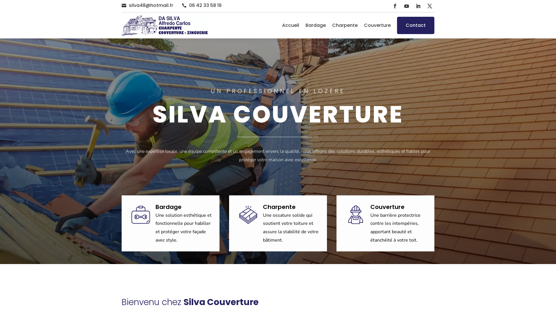 Capture d'écran de Couvreur Alfredo Da Silva | Couverture, bardade et charpente en Lozère