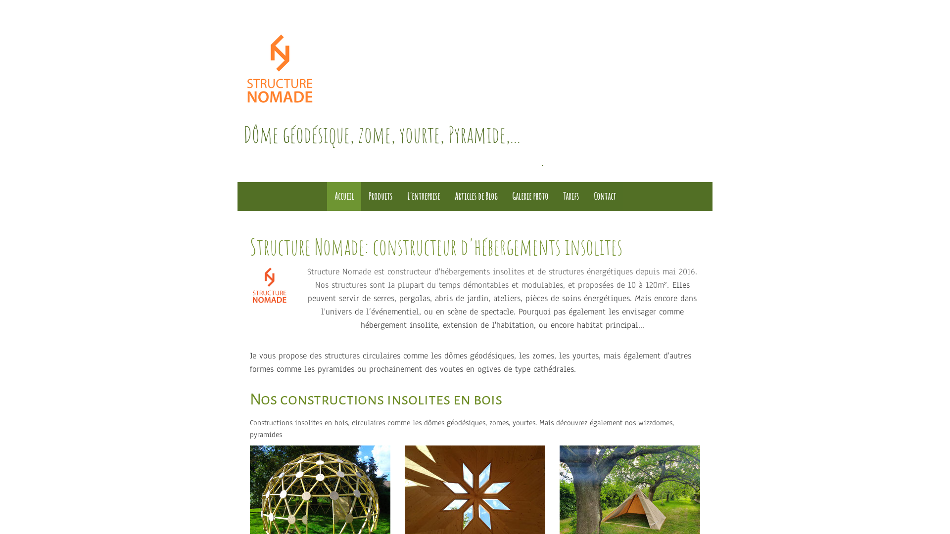 Capture d'écran de Créateur de structures insolites et circulaires, dômes géodésiques, zomes et yourtes de 12 à 80m², demande de devis gratuite.