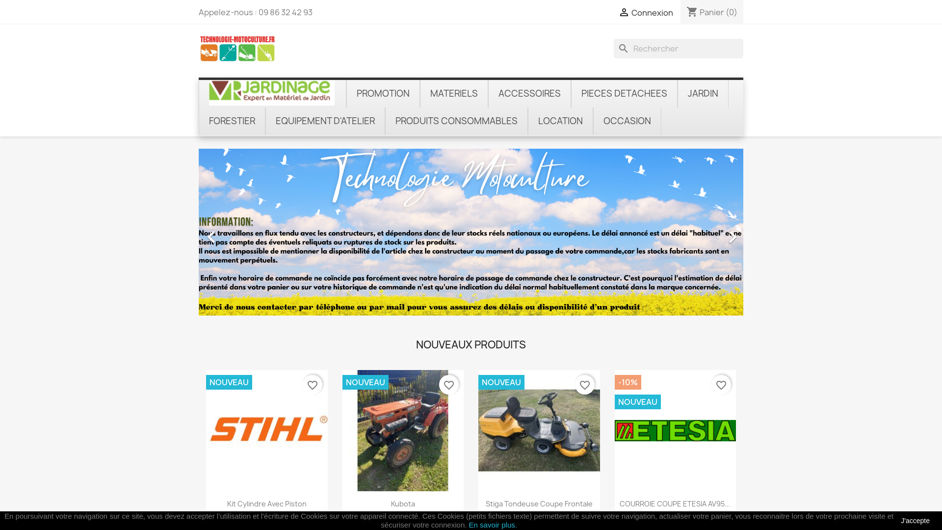 Capture d'écran de TECHNOLOGIE MOTOCULTURE
Spécialiste en ROBOT TONDEUSE
Spécialiste de la pièces détachées depuis 1986 