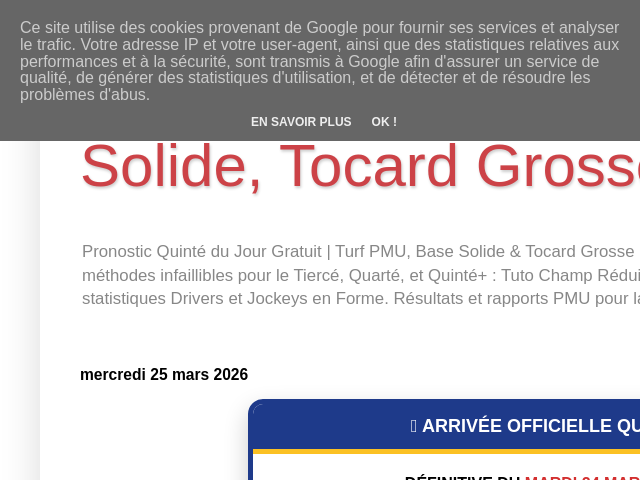 Capture d'écran de Pronostic Quinté du Jour Gratuit | Turf PMU, Base Solide, Tocard Grosse Cote & Méthodes