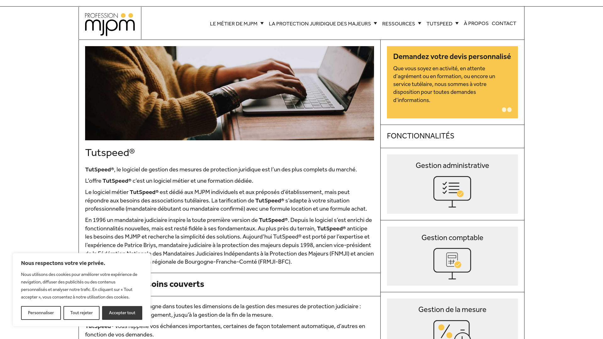 Capture d'écran de Logiciel de gestion des mesures de protection judiciaire