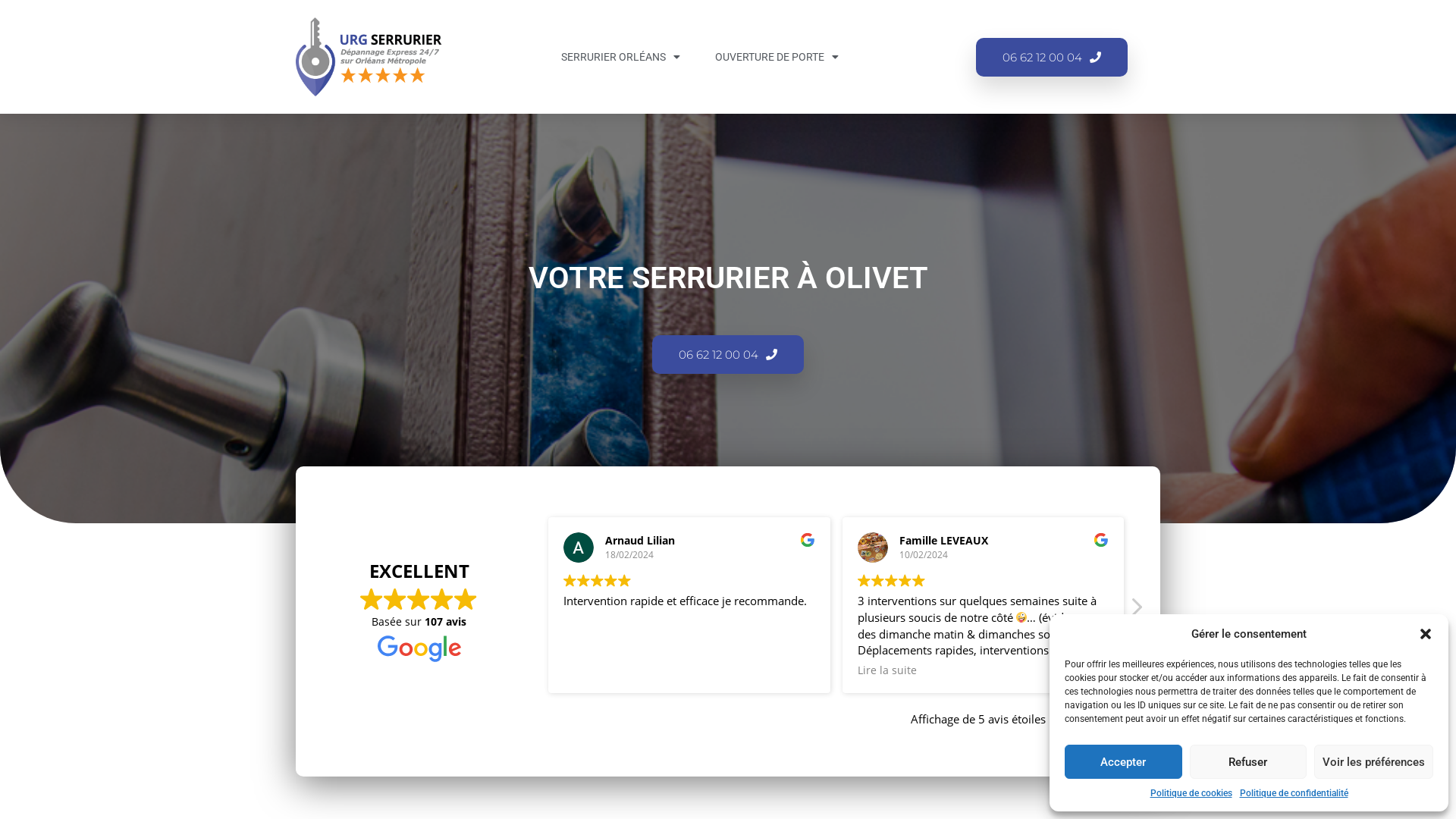 Capture d'écran de Dépannage serrurier plombier chez le particulier 7/7 24H/24H dans les 30 minutes a olivet
