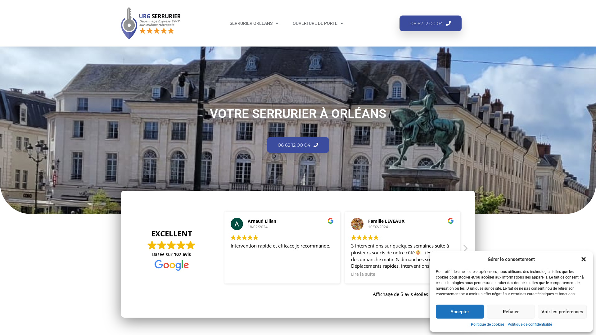 Capture d'écran de VOTRE SERRURIER À ORLÉANS