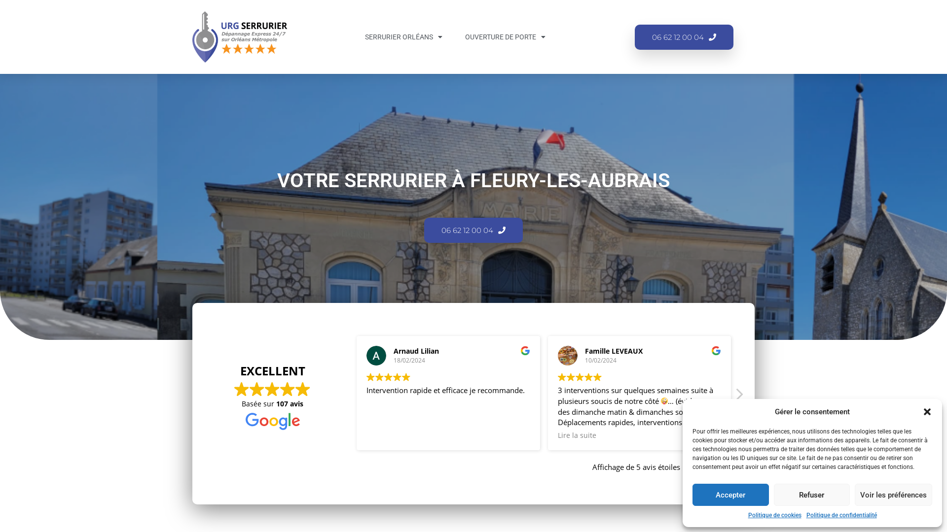Capture d'écran de Dépannage serrurier plombier chez le particulier 7/7 24H/24H dans les 30 minutes a fleury les aubrais
