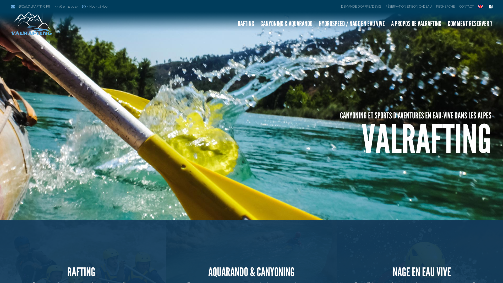 Capture d'écran de Valrafting est spécialisé en eaux-vives, rafting, canyoning et hydrospeed.