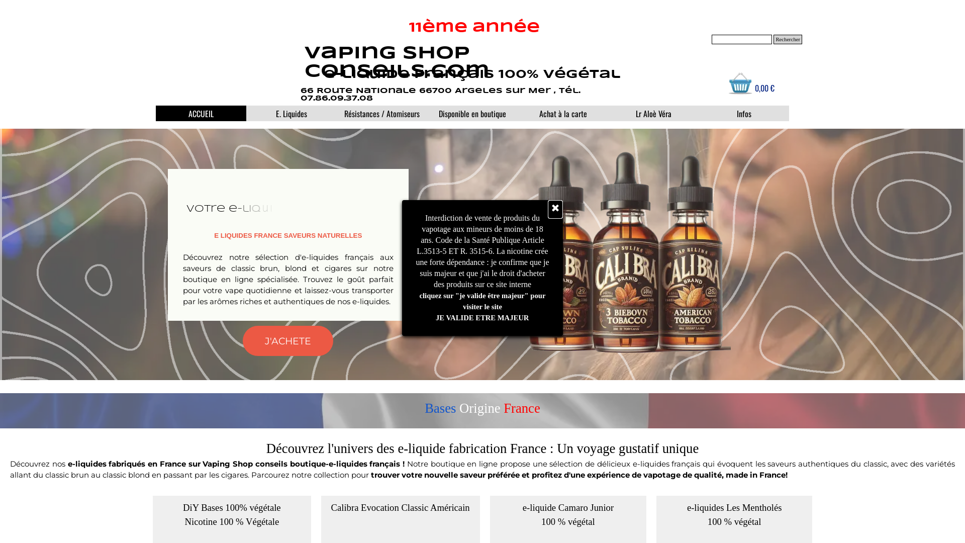 Capture d'écran de E liquides francais, accessoires e cigarette, boutique-e-liquides français