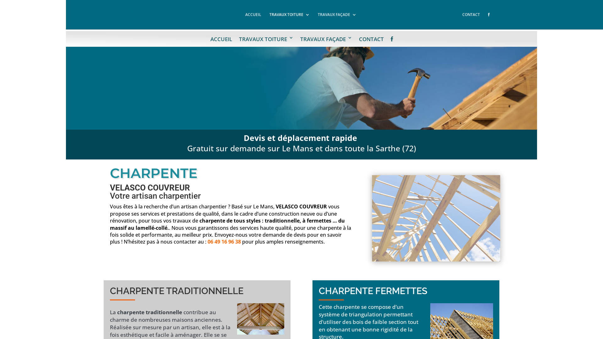 Capture d'écran de TRAVAUX DE CHARPENTE
sur Le Mans et dans toute la Sarthe (72)