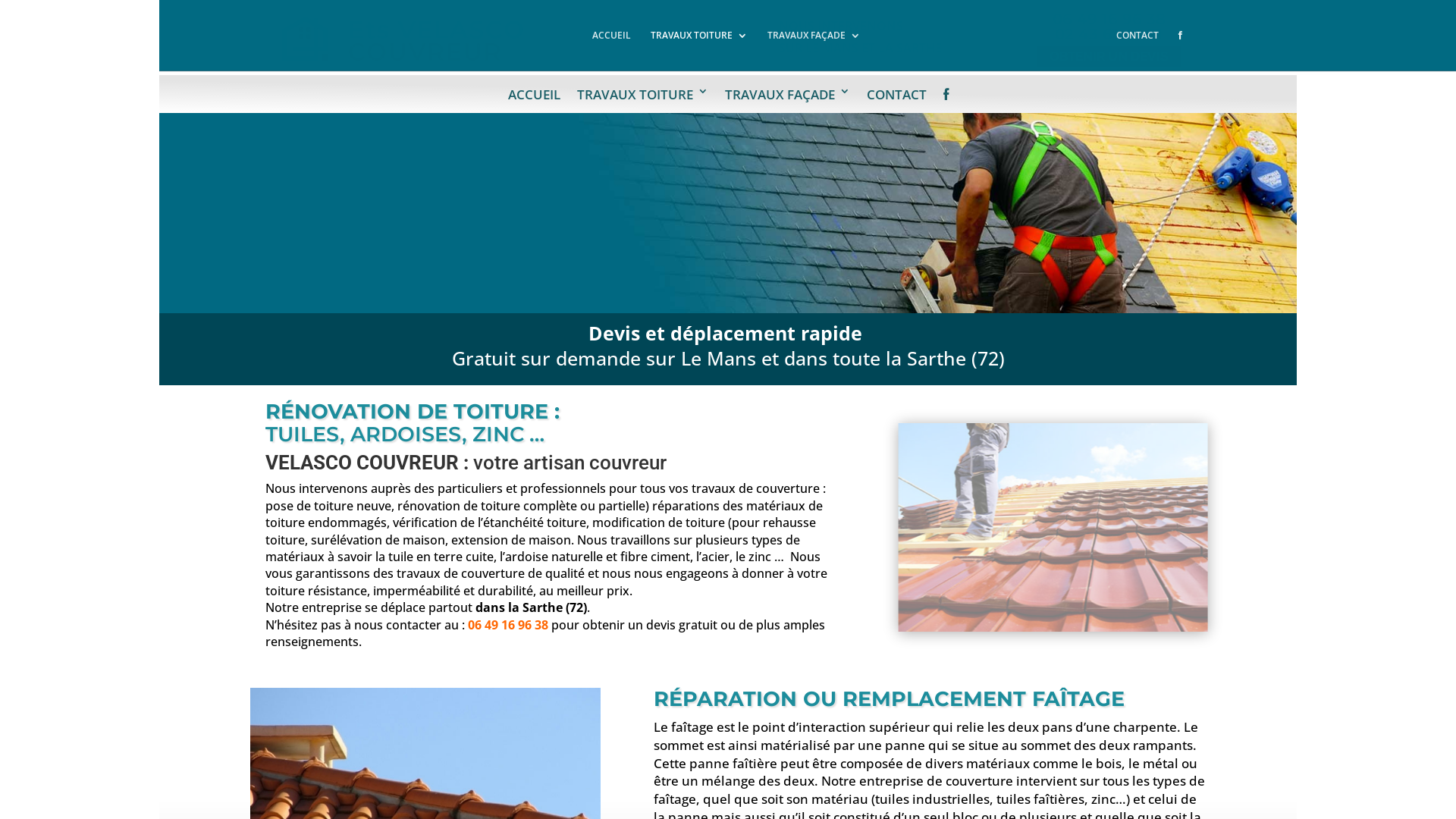 Capture d'écran de TRAVAUX DE COUVERTURE
sur Le Mans et dans toute la Sarthe (72)