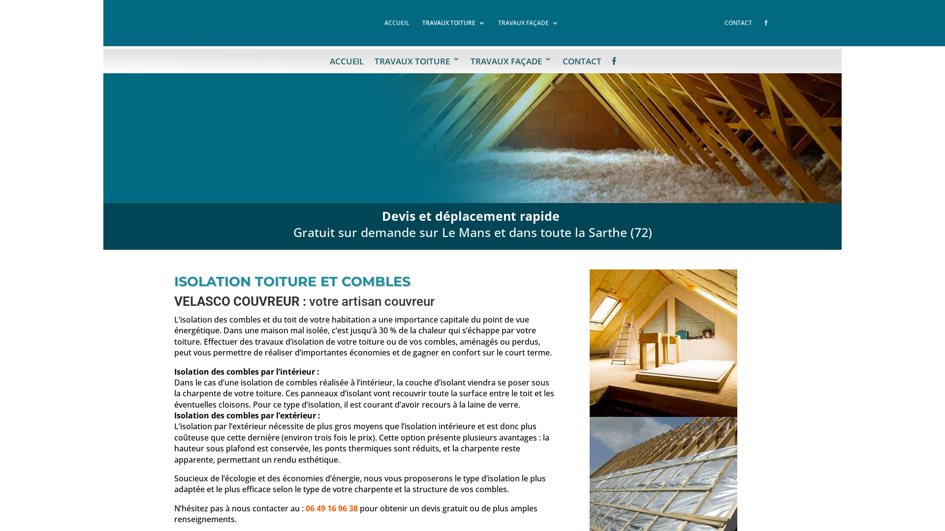Capture d'écran de ISOLATION TOITURE ET COMBLES
sur Le Mans et dans toute la Sarthe (72)