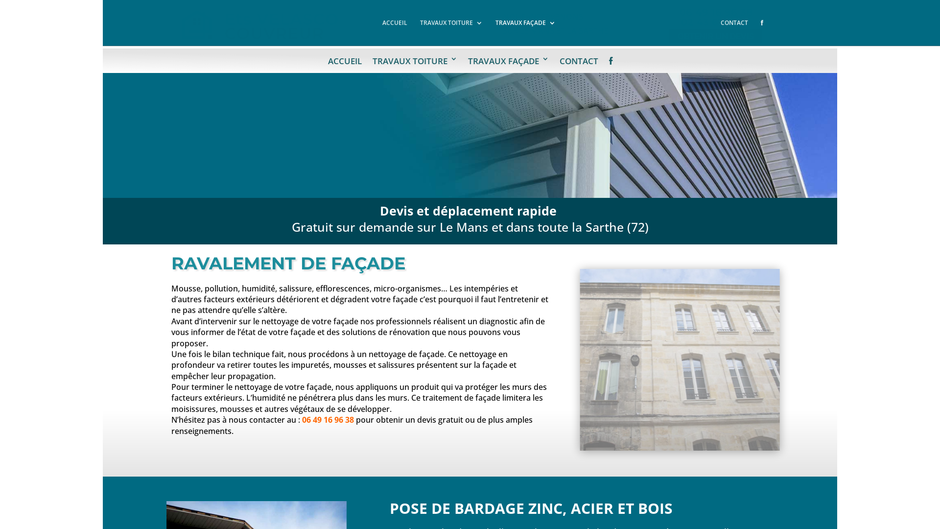 Capture d'écran de RAVALEMENT DE FAÇADE ET POSE DE BARDAGE
sur Le Mans et dans toute la Sarthe (72)