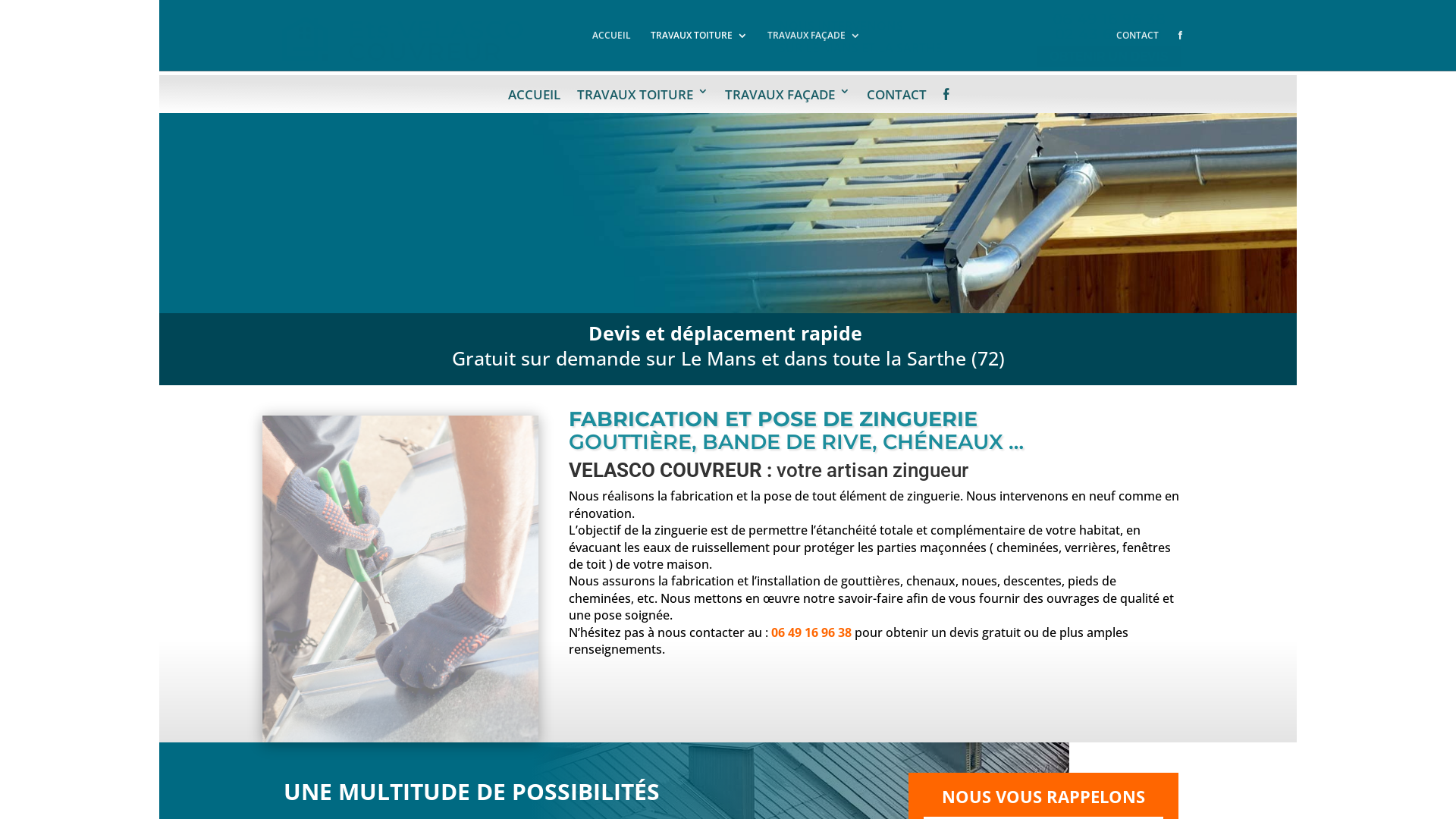 Capture d'écran de TRAVAUX DE ZINGUERIE
sur Le Mans et dans toute la Sarthe (72)