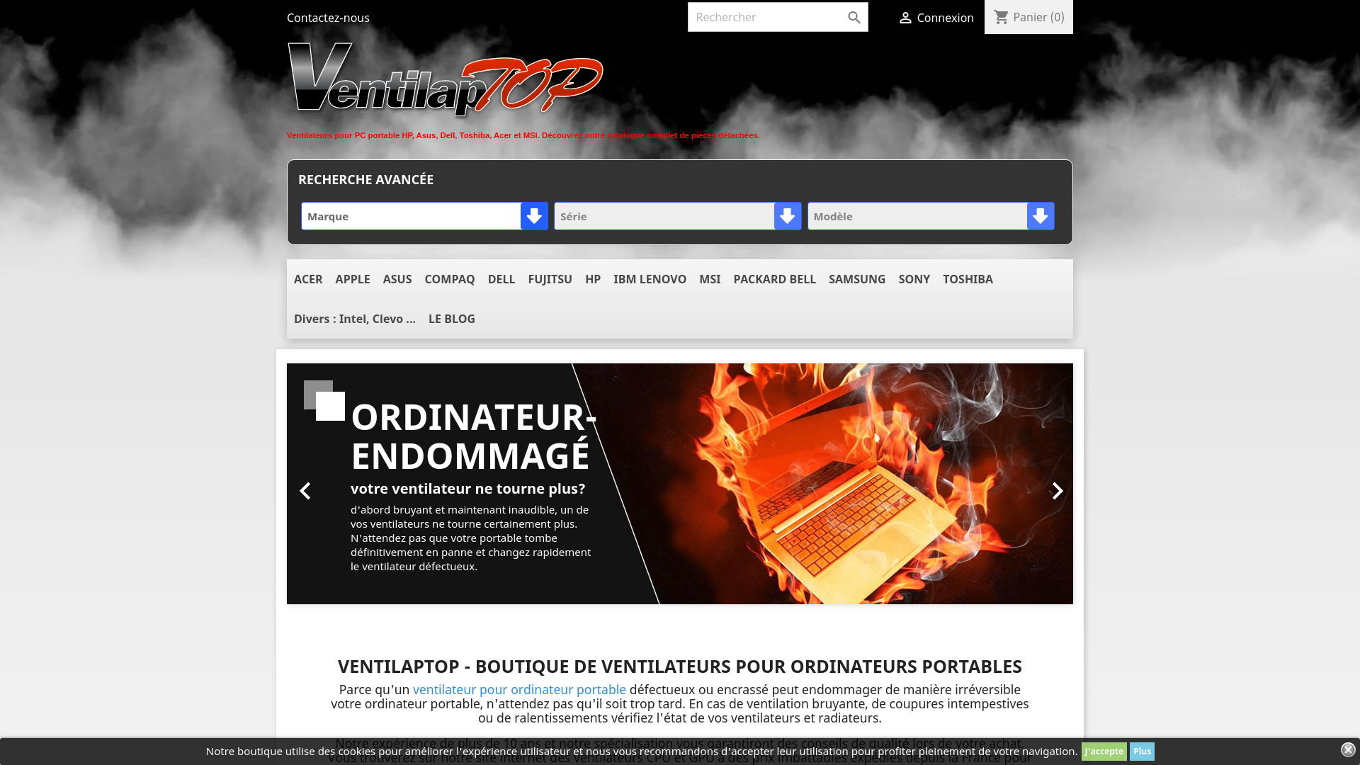 Capture d'écran de VENTILAPTOP - BOUTIQUE DE VENTILATEURS POUR ORDINATEURS PORTABLES