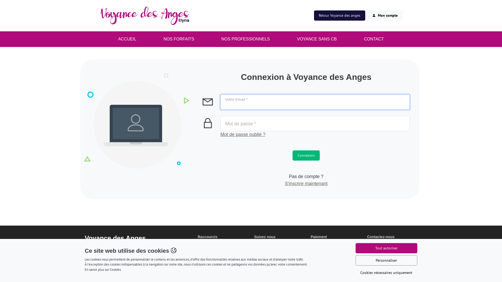 Capture d'écran de Conversotel et une plate-forme de voyance des anges Elyna automatisée pour des voyance privée confidentielle