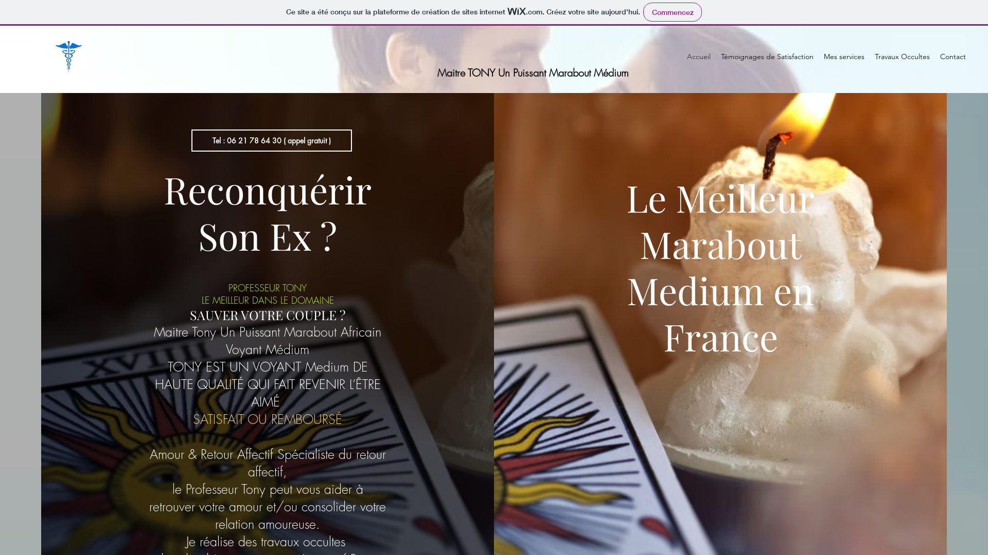 Capture d'écran de Voyant Marabout Travaux sérieux et Honnète Spécialiste de problèmes de couples, Retour affectifs, Désenvoutement, Sorcellerie Parle Français & Anglais