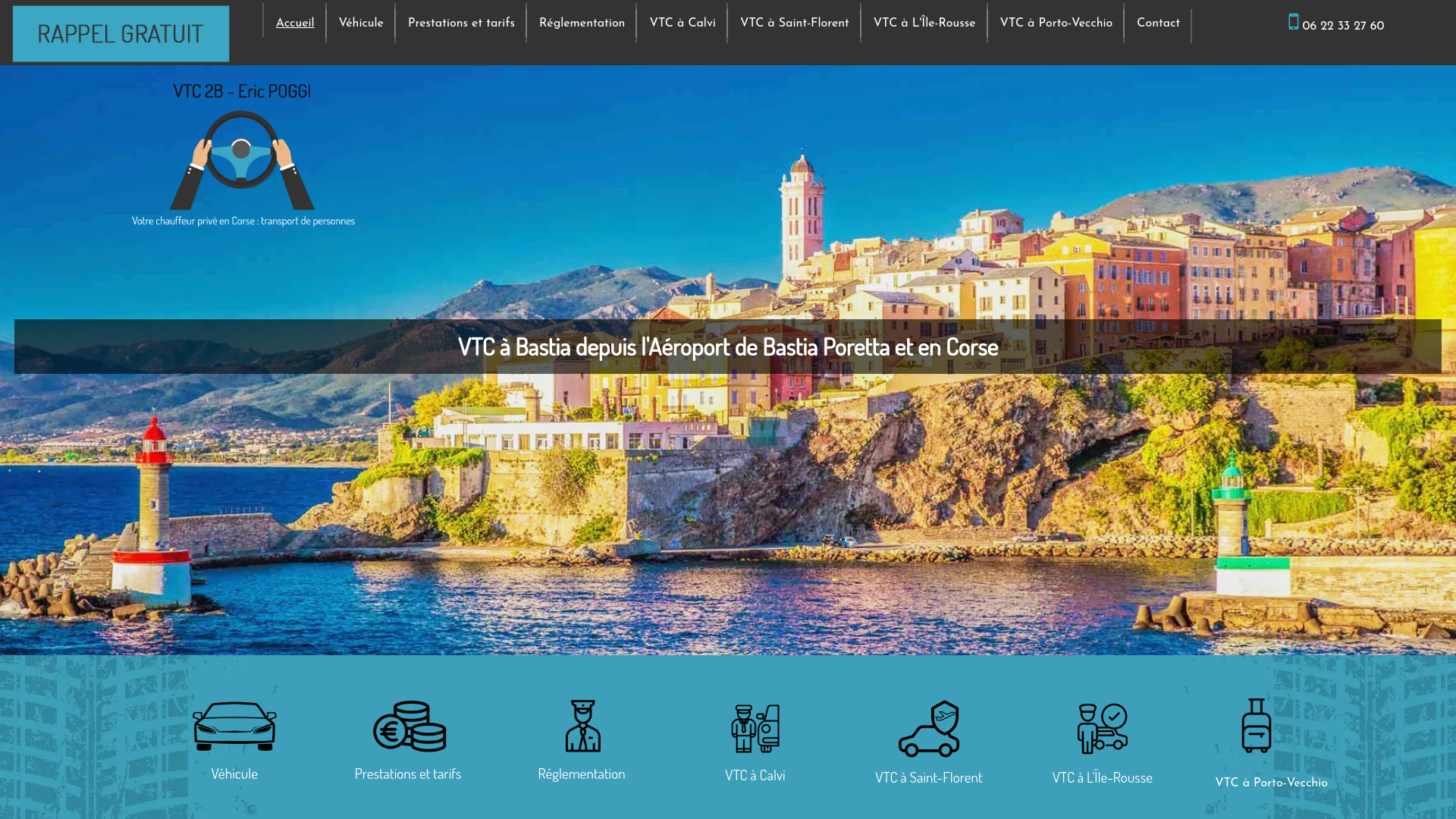 Capture d'écran de VTC A BASTIA ET EN CORSE. 0622332760
