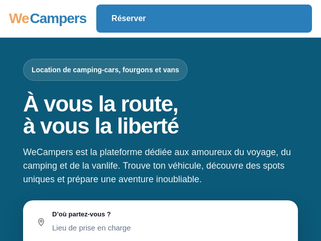 WeCampers - Location de camping-cars, vans et fourgons am&eacute;nag&eacute;s