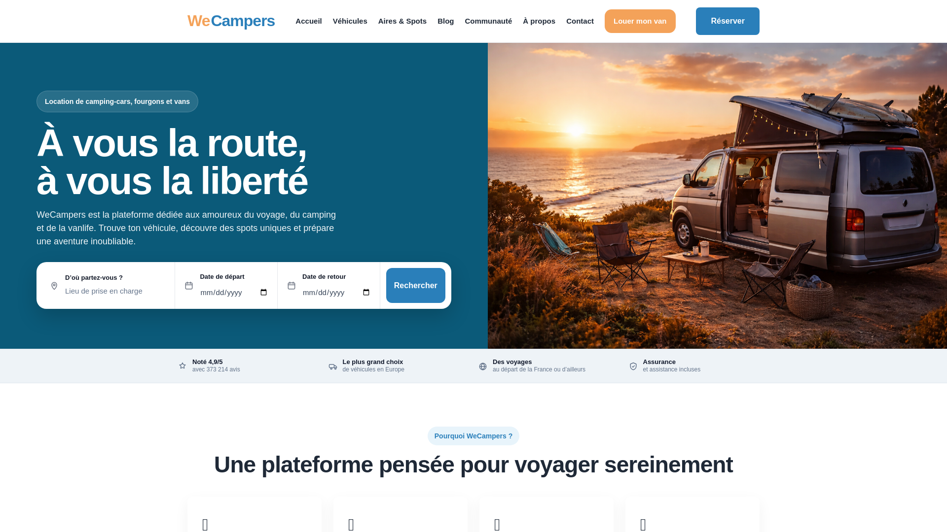 WeCampers - Location de camping-cars, vans et fourgons aménagés