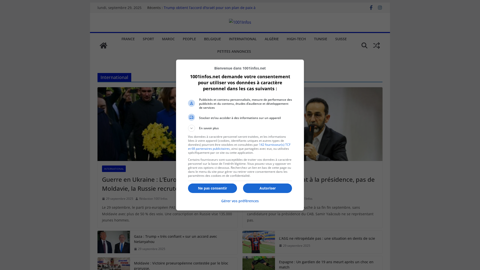 Capture d'écran de Actualités en direct et info en continu  - 1001infos.net
