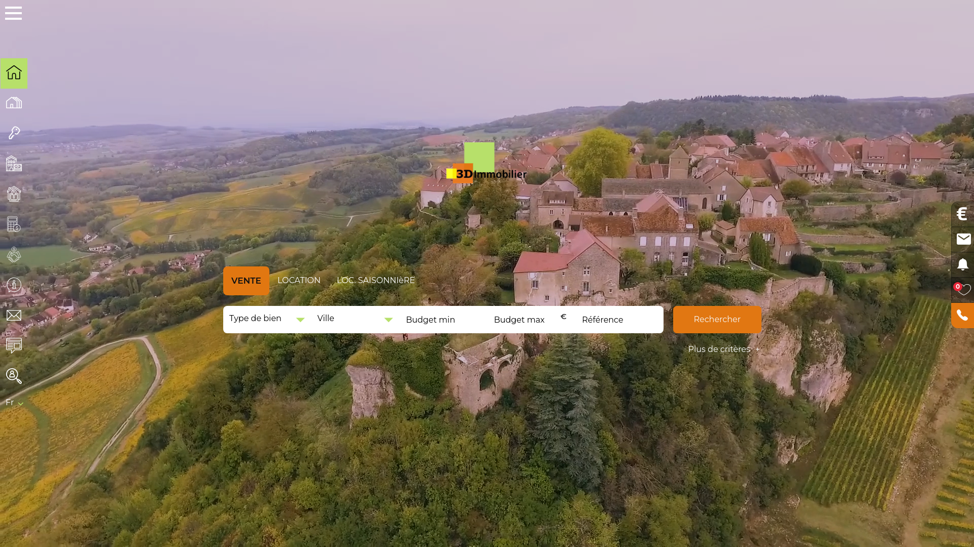 Capture d'écran de 3D ImmobilierSiège social : 130 chemin des Anes 74120 Megève.Etablissement principal :99, impasse du Vieux Moulin 39140 Villevieux.Tél: 03 84 44 91 31