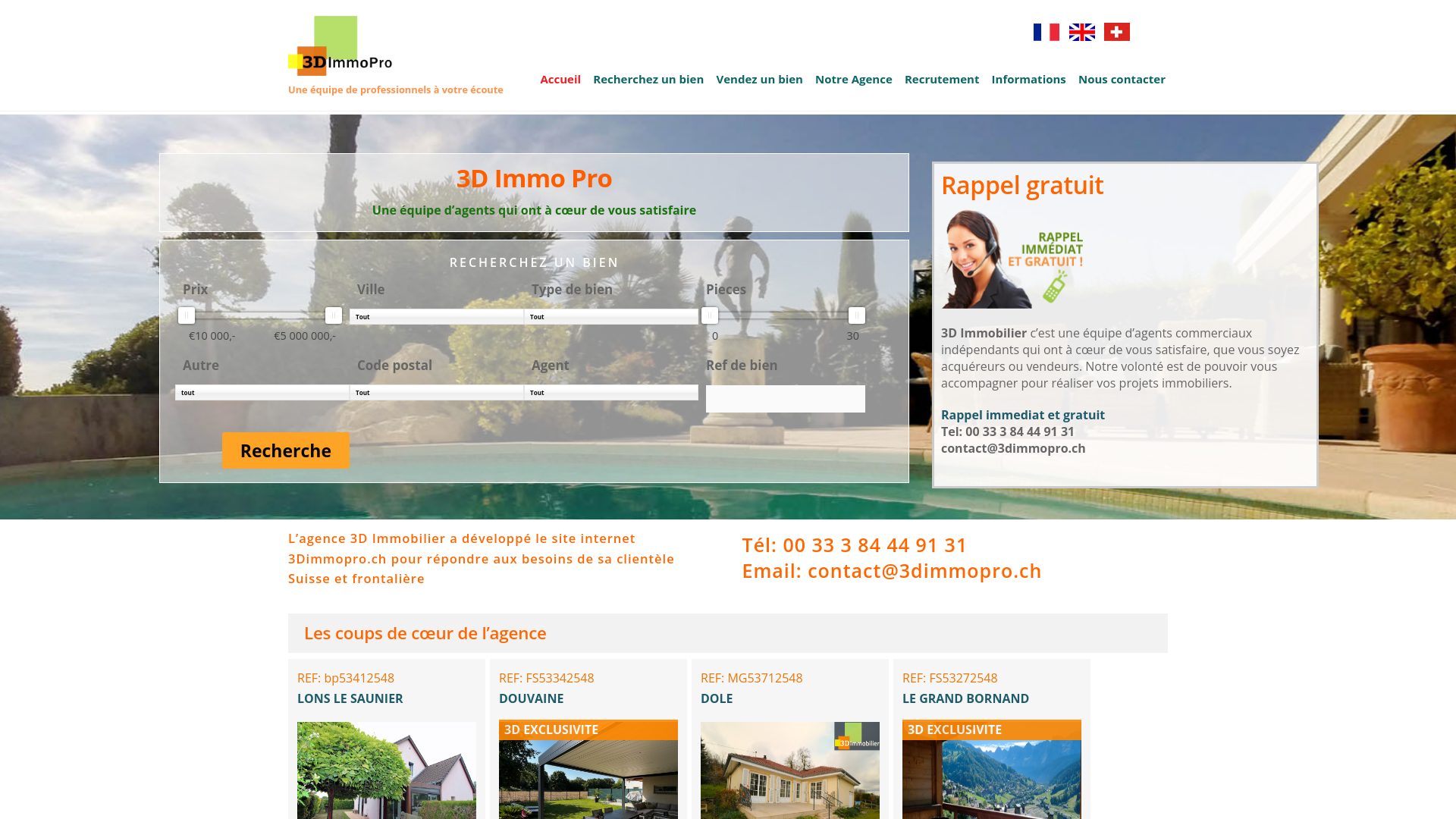 Capture d'écran de La société 3D Immobilier est une agence immobilière, spécialisée dans la transaction avec visite virtuelle