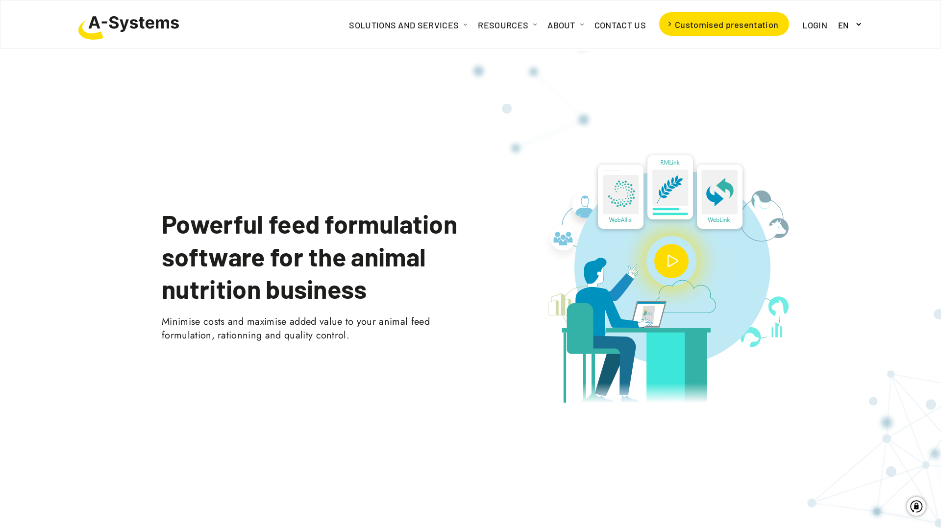 Capture d'écran de éditeur de logiciel de formulation pour l'alimentation animale