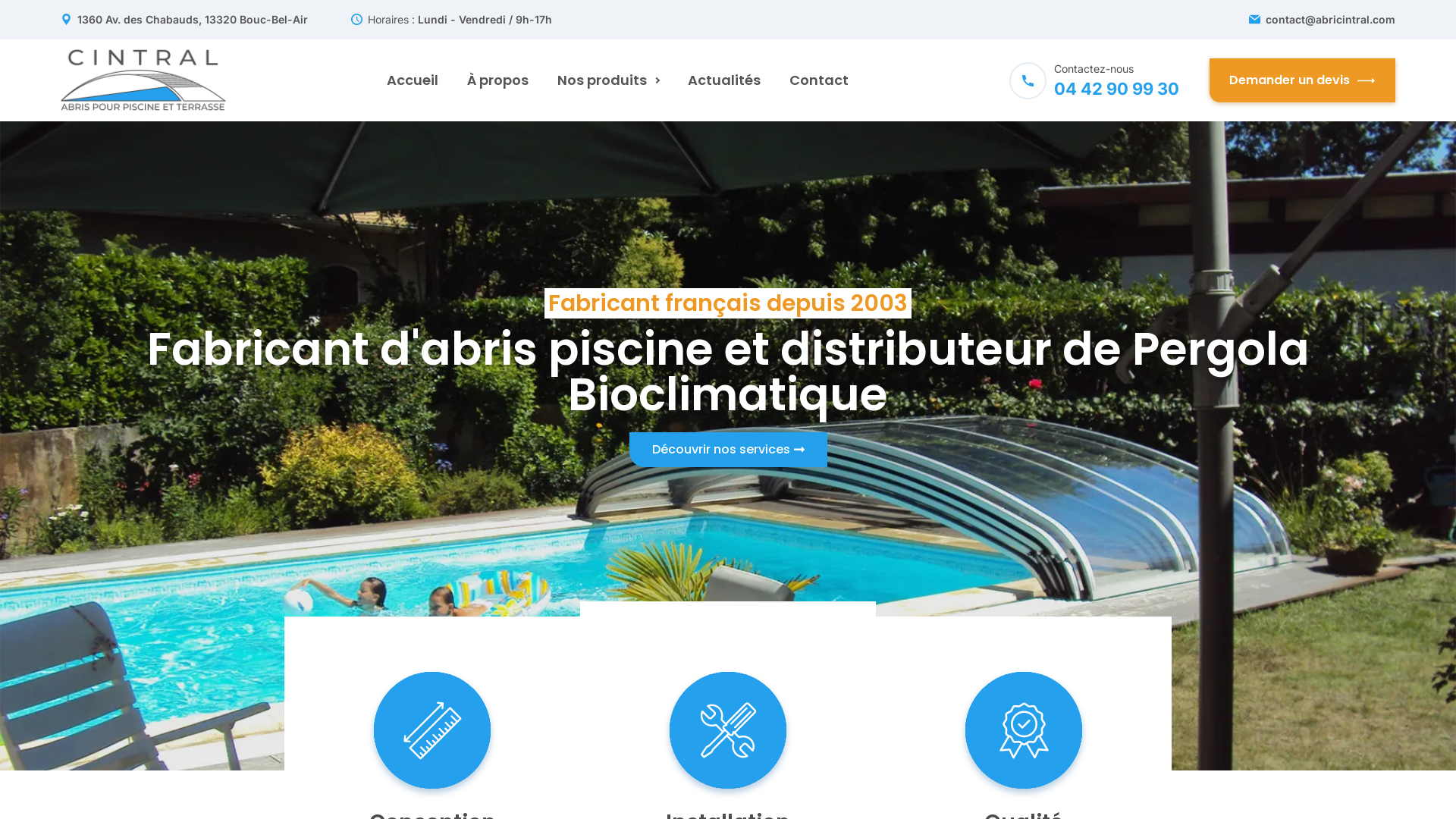 Capture d'écran de Abri de piscine Cintral : fabricant abri sur mesure 