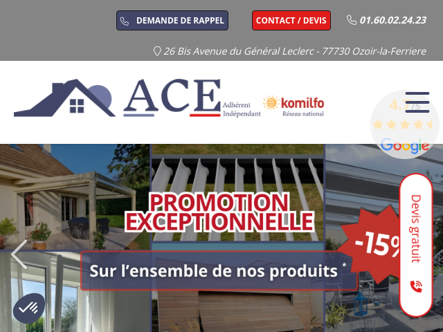 Capture d'écran de Expert en installation de fenêtres, portes, volets, stores et pergolas à Ozoir-la-Ferrière (77). Rénovation et vente de fermetures de qualité