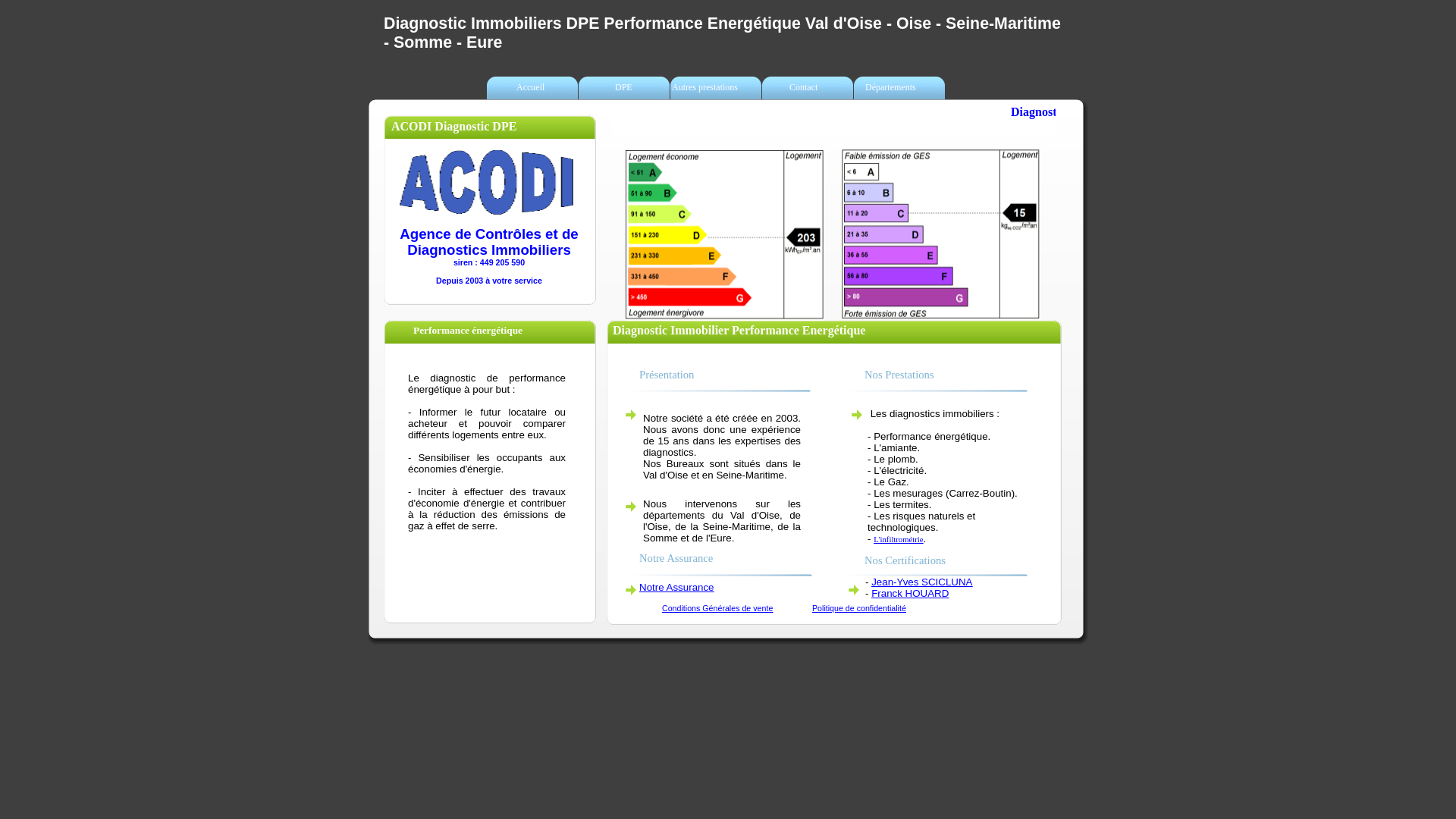Capture d'écran de Diagnostic Immobiliers DPE Performance Energétique Val d'Oise - Oise - Seine-Maritime - Somme - Eure