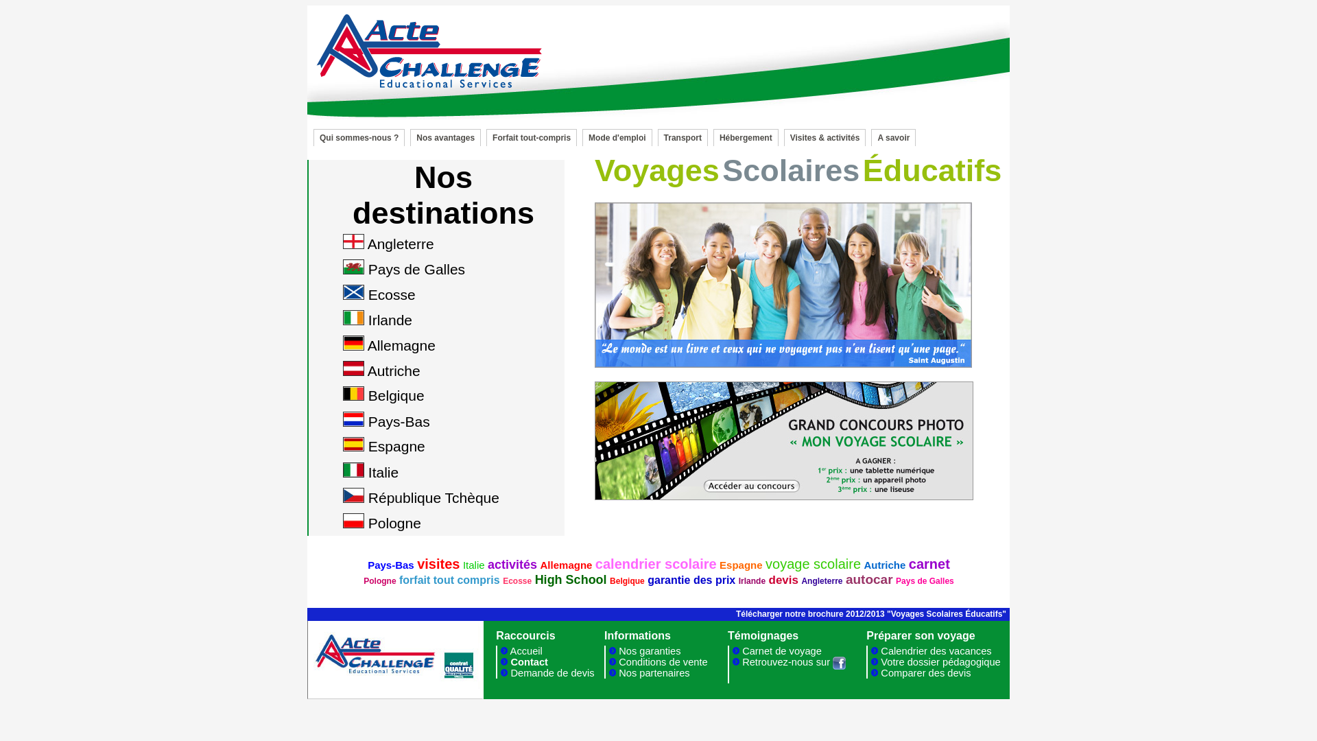 Capture d'écran de Acte challenge : séjours scolaires - voyages scolaires éducatifs