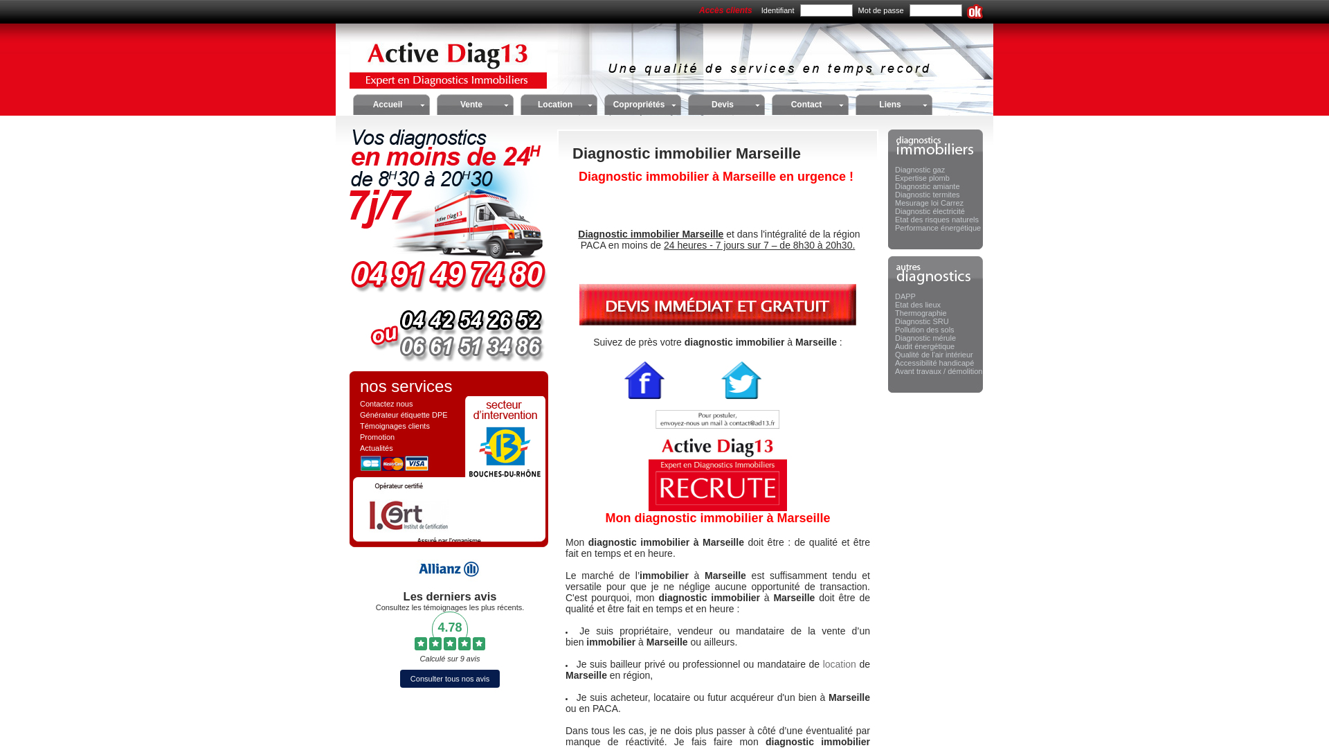 Capture d'écran de Diagnostic immobilier Marseille
Diagnostic immobilier à Marseille en urgence