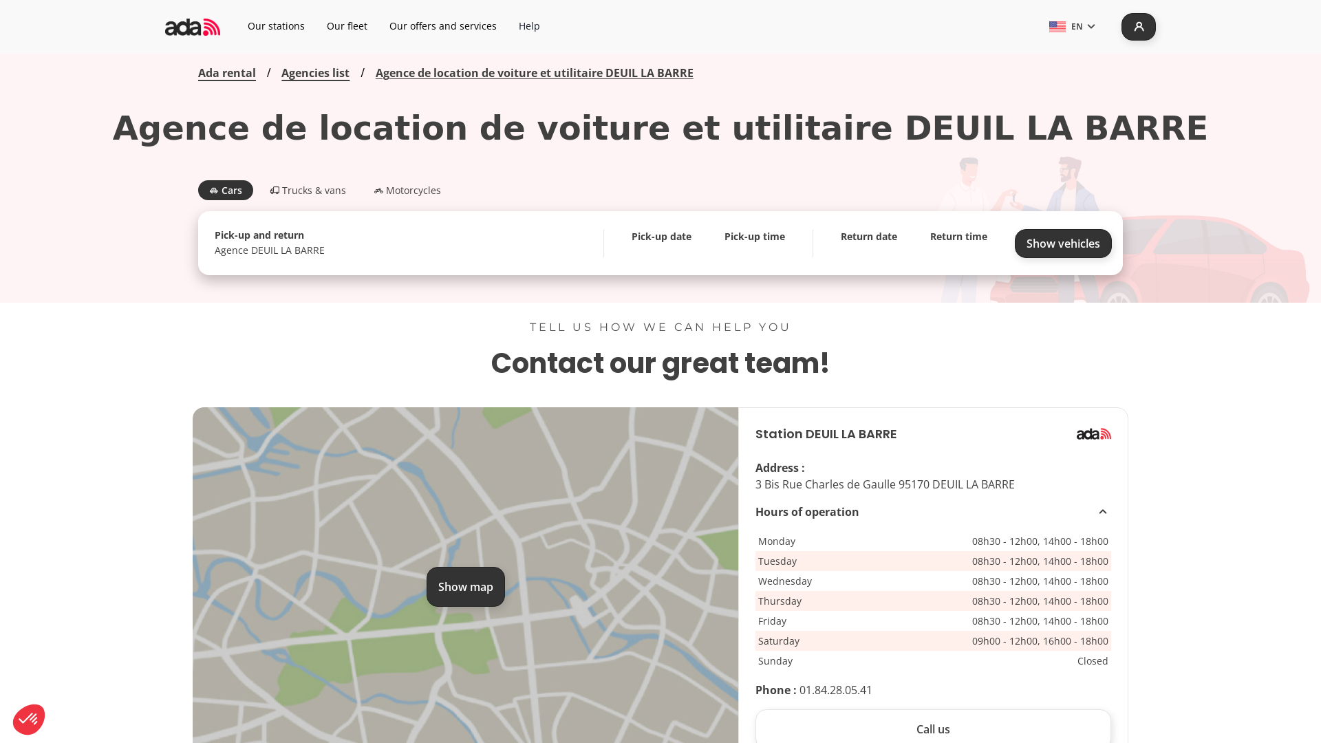 Capture d'écran de Location de voiture et d'utilitaire a Deuil La Barre