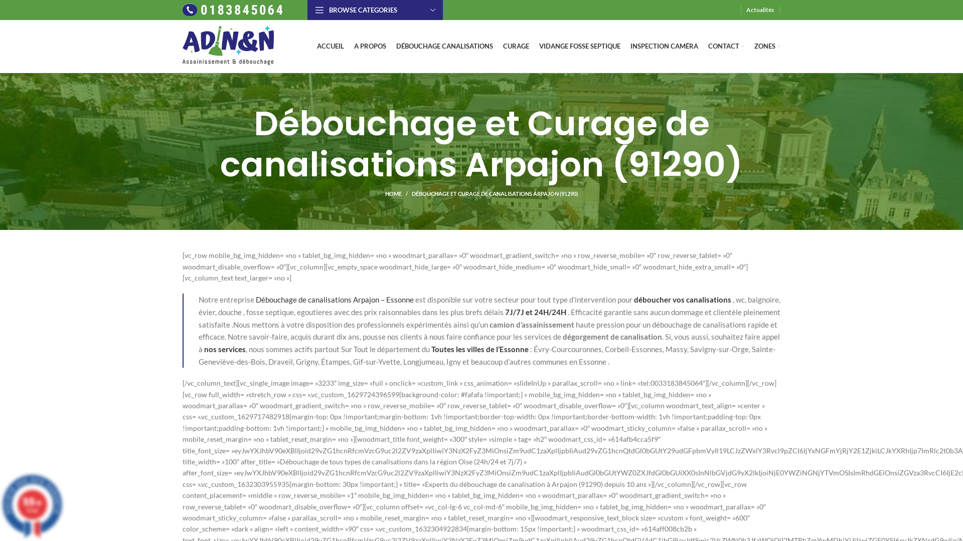 Debouchage canalisation arpajon 