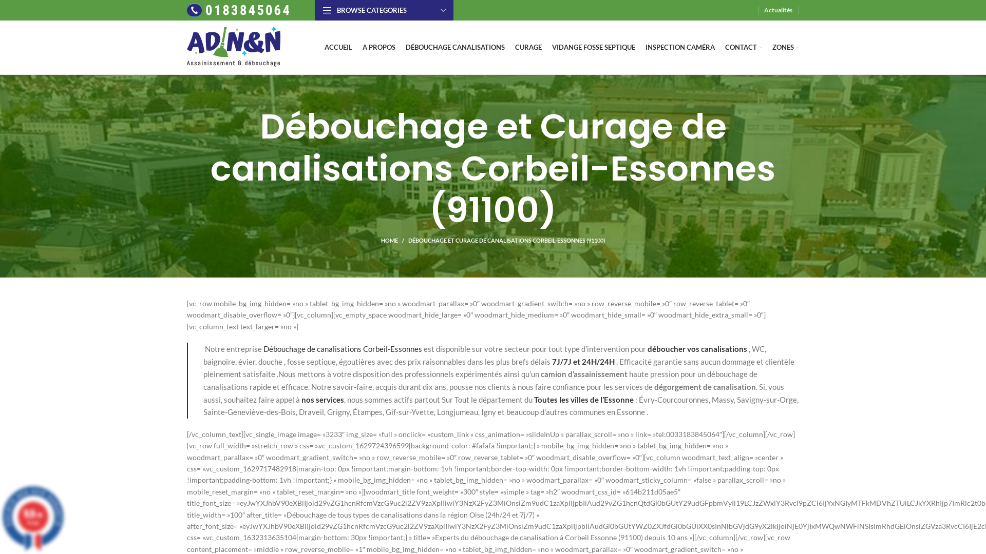 Débouchage canalisations corbeil-essonnes
