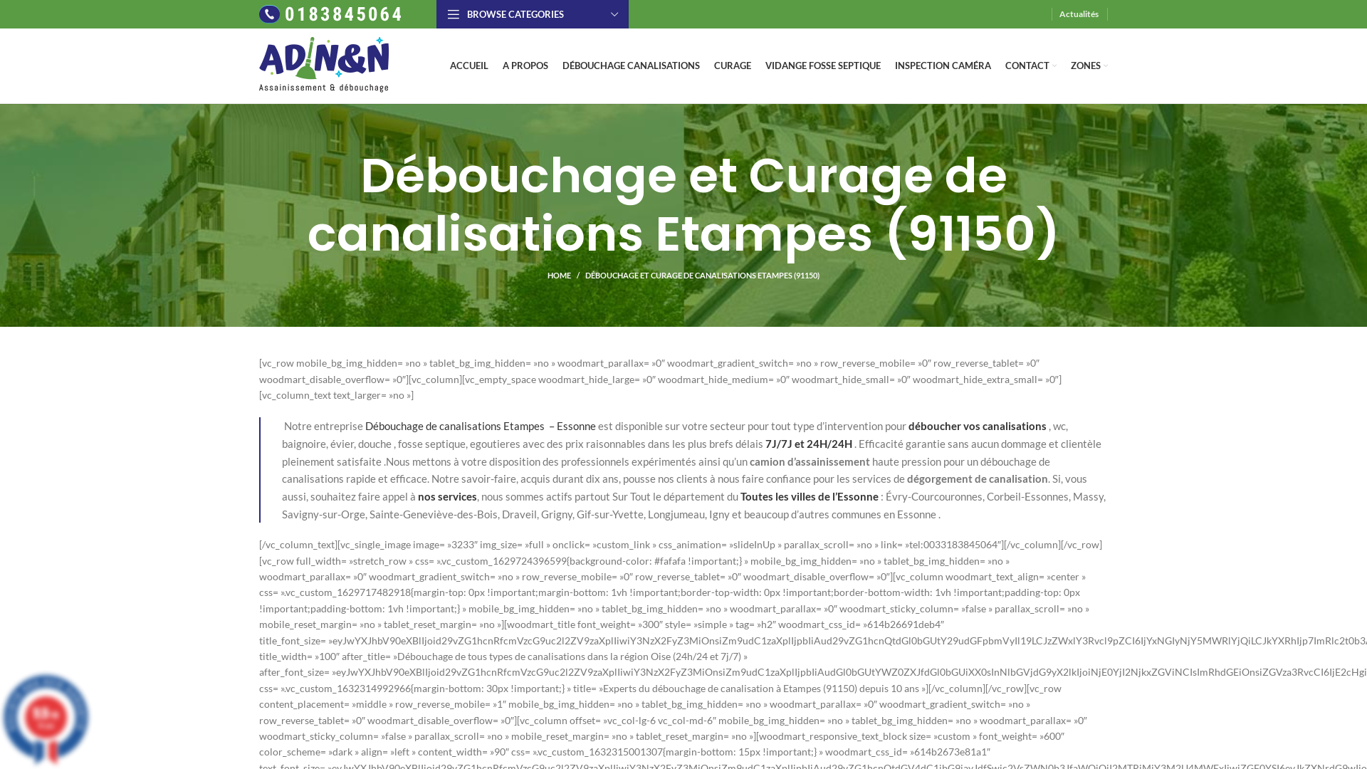 Debouchage canalisations a etampes 